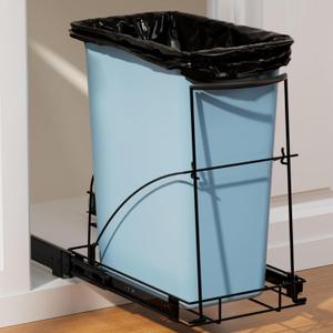Tanamu Pull Out Trash Can Under Cabinet & Under Sink Garbage Can Pull OutHeavy Duty Cabinet Organizer Roll Out KitRequires 13" W X 18" D Minimum Cabinets Black Finish (Waste Bin Not Included)