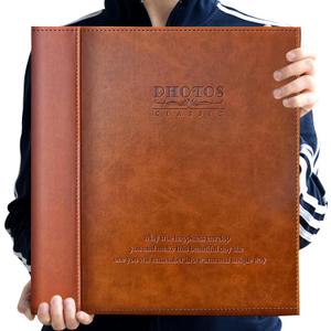 Zoview Magnetic Self-Stick Photo Album, Family Album, Leather Cover, Hand Made DIY Albums Holds 3x5, 4x6, 5x7, 6x8,8x10 Photos (Brown, Large)