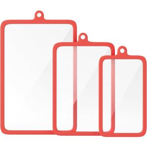 Freshmage 3Pcs Tempered Glass Cutting Boards for Kitchen, Glass Cutting Board Set (10"x6", 12"x8", 15"x10") with Non-Slip Silicone Edges, Hanging Hole, Clear Cutting Board for Countertop & Meal Prep