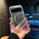 Compatible with Google Pixel 9/9 Pro Magnetic Case with Bling Sparkly Clear Back, Luxury Shockproof Protection and Slim Thin for Google Pixel 9/9 Pro Cute Case for Women Girls-Transparent A