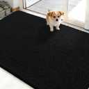 OLANLY Dog Door Mat for Muddy Paws 50x30, Absorbs Moisture and Dirt, Absorbent Non-Slip Washable Doormat, Quick Dry Chenille Mud Mat for Dogs, Entry Indoor Entryway Carpet for Inside Floor, Black