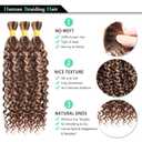 16 Inch Highlight Water Wave Human Braiding Hair for Boho Braids, P4/27/30 Ombre Brown Blonde Deep Water Wave Curly Boho Braids Hair Extensions 110g for Braiding Knotless 3 Bundles/Pack