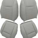 NLQR Driver & Passenger Side Bottom & Top Lean Back Replacement Perforated Microfiber Leather Seat Covers Gray Compatible with Ford Mustang GT 2005 2006 2007 2008 2009