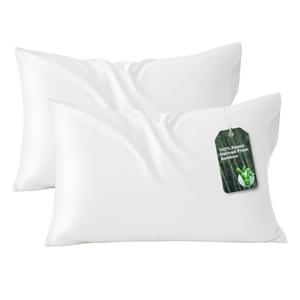 Bedsure Zipper Pillow Cases Queen, Cooling Pillow Cases Queen Size Set of 2, Rayon Derived from Bamboo Cooling Pillowcases for Hot Sleepers, Soft & Breathable Bed Pillow Covers, White, 20x30 Inches