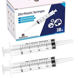 30 Pack 20ml Plastic Syringe for Scientific Labs, Measuring Liquids, Pets, Oil or Glue Applicator