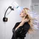 Hands Free Hair Dryer Holder Wall Mounted with Suction Cup, No Drill Installation for Damage-Free Walls, 360 Adjustable Blow Dryer Holder Fits Most Hair Dryers for Bathroom Organization1 Pack(Black)