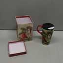 Topadorn Christmas Ceramic Travel Mug Coffee Cup Latte Mug with Lid and Gift Box for Holiday, 17 oz