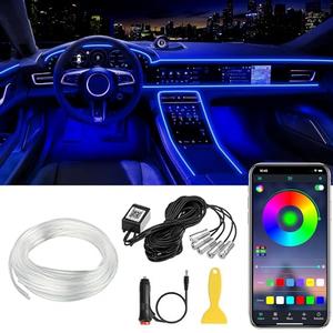 Interior Car LED Strip Lights APP Control, 5 in 1 RGB 16 Million Colors Ambient Lighting Kit with 236 inches Fiber Optic, Music Mode Inside Car Lighting Decorations