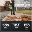 Greenworks 40V (230 MPH / 505 CFM) Cordless Brushless Leaf Blower/Vacuum with Bag, High Power, Lightweight & Quiet for Yard Debris Cleanup, Includes 5.0Ah Battery & Charger