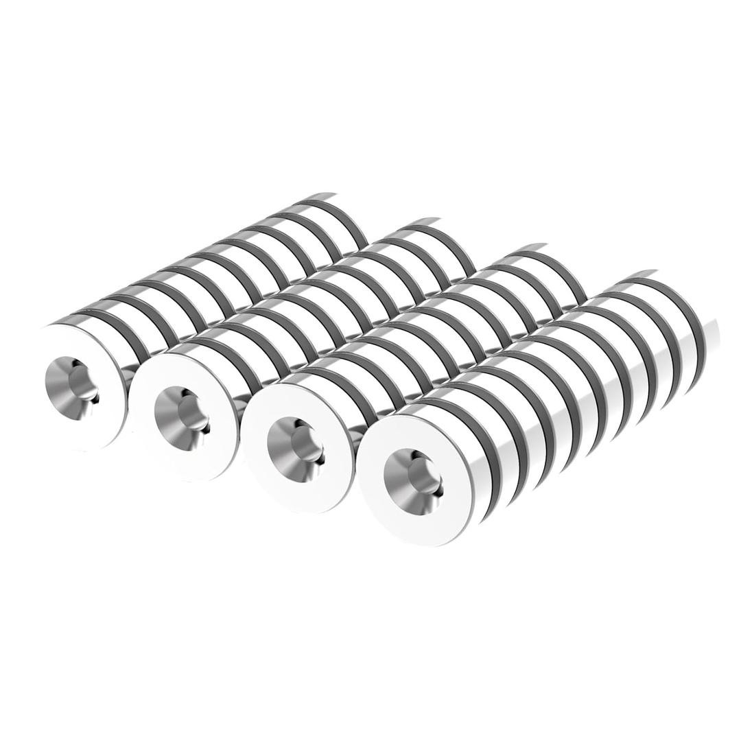 N52-1/2 D x 1/8" H - 40 Pack with #4 Screw Countersunk Hole Powerful Rare Earth Ring Magnets, Super Strong Neodymium Mounting Magnets for Tool, Crafts and Cabinet Countersunk Magnet