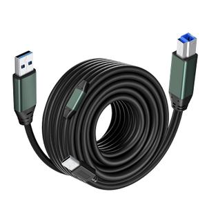 Kumiho USB 3.0 Printer Cable A Male to B Male 50Ft/15M Compatible with Scanner, Printers, Desktop External Hard Drivers and More