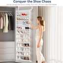 Whitmor 36 Pair Over the Door Shoe Rack,12 Tier Hanging Shoe Organizer with Metal Frame & Mesh Shelves, Heavy Duty Shoe Storage Holder for Door, No Drill Installation, 74" H x 21.7" W x 7.5" D, White