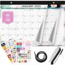 Ospelelf 2025-2026 Calendar Magnetic Desk Wall Desktop Monthly Planner from January 2025 to June 2026 Large To Do Pad with Plastic Cover for Office 17" X 12" Floral