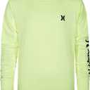 Hurley Boys' Long Sleeve UPF 50+ Rash Guard Swim Shirt (Medium, Volt Glow Heather)