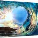ARTISTIC PATH Ocean Wave Canvas Painting Picture: Seascape Artwork Sunset Wave Print Wall Art for Living Room (45''W x 30''H,Multi-Sized)