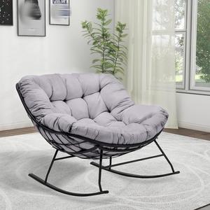 Indoor Outdoor Waterproof Papasan Rocking Chair Cushion,Thicken Patio Rocking Egg Chair Cushion, Rattan Chair Cushions, Hammock Chairs Cushions for Garden, Porch, Balcony (Only Cushion) (Light Grey)