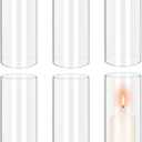 6 PCS Hurricane Candle Holder, 4" W x 8" H Open Ended Glass Candle Cylinder Sleeve, Clear Glass Cylinder Candle Holder, Open Flame Candle Chimney Tube Cover, Bottomless Cylindrical Glass