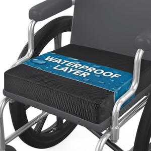 YOUFI Wheelchair Seat Cushion with Waterproof Layer Breathable Cover, High Rebound Memory Foam, Non-Slip Bottom and Handle, Chair Cushion for Sciatica and Pressure Relief