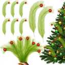 Redriver 12pcs Christmas Tree Picks Topper Decoration, 17'' Curly Christmas Tree Filler Branches, Funny Xmas Elf Tree Ornaments Decor for Holiday Wreaths Vases DIY Crafts