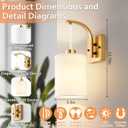 Battery Operated Wall Sconces Set of 2, Brass Gold Rechargeable Wall Sconces with Remote & Bulbs, Indoor Not Hardwired Wall Lights, 15 Colors Dimmable Cordless Wall Lamps for Living Room Hallway Foyer