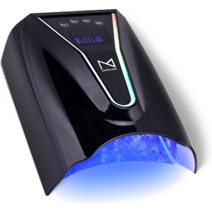 M - Crystal Cure 128W UV Nail Lamp - Fast Curing Nail Light with 45 Powerful 365nm+405nm LEDs - Cordless, Rechargeable, Auto Sensor - UV Light for Gel Nails for Manicures & Pedicures (Black)