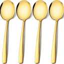 Extra Large Serving Spoons Set 11.7-Inch Gold Serving Utensils 18/8 Stainless Steel Big Metal Spoons for Buffet, Parties, Catering, Banquet - Dishwasher Safe (4-Pack, Gold)