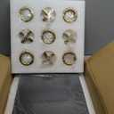 Marble Tic Tac Toe Game for Living Room Decor Centerpiece White and Gold XO with White Marble and Gold Color Stainless Steel Decorative Table Top X/O Board Coffee Table Dcor