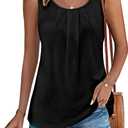 onlypuff Womens Tank Tops Sleeveless Pleated Crew Neck Shirts Dressy Casual Work Cami Blouse (XXL)
