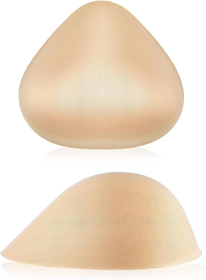 Hercicy 1 Pair Cotton Breast Forms Light Sponge Boobs Mastectomy Breast Cancer Support Bra for Women, D-Cup