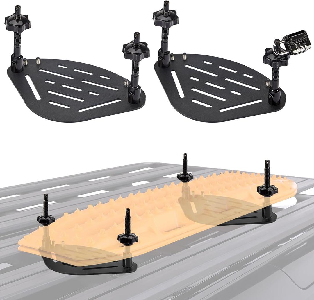 Traction Board Mounting Kit with Lock, DIY-Installable Recovery Board Mount, Universal Bracket for Rooftop Platform Traction Tracks