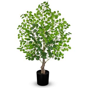 27" Artificial Tree in Pot, Realistic Faux Foliage with UV Resistant Leaves, Easy Assembly for Corner Floor Farmhouse Home Decor