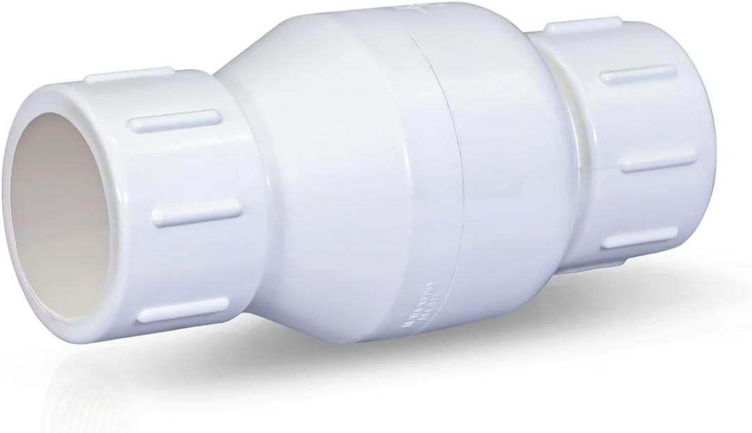 Midline Valve 4I2T114 PVC Inline Check Valve for Backflow Prevention 1-1/4'' Solvent Connections White Plastic