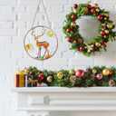 Deer Suncatcher Stained Glass Window Hanging with Metal Chain and Hooks 7.8 Inch Christmas Decor Indoor/Outdoor Home & Garden Decor Housewarming Gift