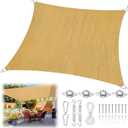 20 x 26ft Sun Shade Sail for Patio Rectangle 185 GSM Heavy Duty UV Block Canopy Permeable Cover Outdoor Garden Deck Backyard Commercial Grade 95%-98% UV Protection Easy Installation(Sand)