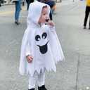 Noubeau Toddler Baby Boys Girls Halloween Costume Ghost Cloak Hooded Top Black Pants Boo Spooky Ghost Costume Cosplay Clothes (12-18 Months, White-1)