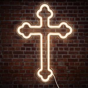 Jesus Cross Neon Signs,Cross Neon Sign Wall Lights Art Lamp Hanging for Home Room Bedroom Christian Wedding Party Wall Decor Christmas New Year Birthday Party Signs, 15.7x11inch