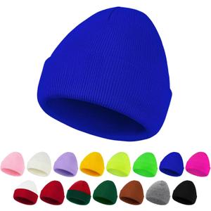 2 x American Trends Unisex Beanie Hat Warm Winter Hats Soft Knit Hat Plain Skull Caps for Men Women Lightweight Beanie (Blue)