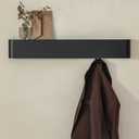 Kazai. Coat Rack Wall Mount with Shelf 'Tone' | Modern Design Coat Hanger with Hidden Hooks and Storage | Hat Rack with Shelf in Metal | Wall-Mounted Purse Organizer | Black