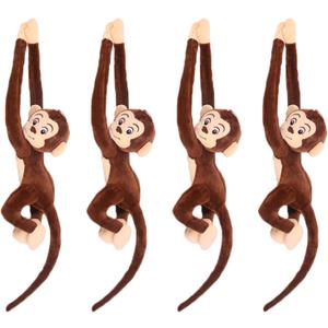 zhidiloveyou 4PCS Hanging Monkey Stuffed Animals Plush Cute Brown Monkey Toy for Kids, 27.6"