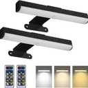 2 PACK Picture Light for Painting Battery with Remote on Wall in Bedroom Living Room, 3Lighting for Wall Art Pictures Posters,Dimmable Timer Set Display Accent Light for Frame Dart Gallery Portrait (Black)