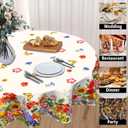 Spring Summer Tablecloth Round 60 Inch Watercolor Floral Table Cloth Circle Flower Seasonal Table Cover Tabletop for Home Decor Dining Room Kitchen Party Picnic