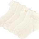 5 Pairs Cute Ruffle Socks Frilly Lace Bow Ankle Socks for Women Girls