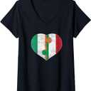 Half Irish Half Italian Flag Heart Roots Heritage V-Neck T-Shirt