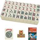 American Mahjong Tiles,166 Quality Ivory Tiles with 3 Golden Dices & Rules Instruction (Mahjong Tiles, Ivory)