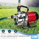 Water Transfer Garden Pump, 1.6 HP 1000GPH Portable Electric Shallow Well Jet Pump, Stainless Steel Sprinkler Pressure Booster Pump for Pool Draining, Lawn Fountain, Irrigation, Water Removal