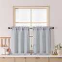 Chyhomenyc Gray Cafe Curtains 30 Inch Length, Light Filtering Faux Linen Slub Textured Small Curtain Over Sink, Half Window Short Curtains for Cabinet Bathroom Basement, 30Wx30L Inch, 2PCS, Grey