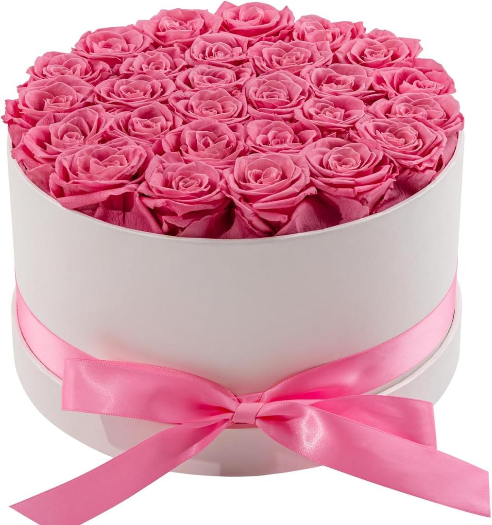 27 Piece Preserved Roses in a Box - Forever Flowers for Delivery Prime, Eternal Roses Mothers Gifts for Mom, Valentine's Day, Wife Anniversary Birthday Gifts for Women(Pink)