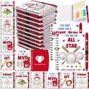 40 Pcs Valentines Day Baseball Gifts 20 Spiral Notebooks with Sticky Notes 20 Heart Pens Valentine Notepad Sport Lover Motivational Exchange Gift Bulk for Tween Teacher Student Classroom Team (Classic)