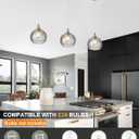 Brushed Nickel Pendant Lights Kitchen Island, Globe Pendant Light Fixtures with 8 Inch Clear Glass Shade, Modern Hanging Light Fixtures for Kitchen, Bedroom (1 Pack - Gray Glass Pendant Light)
