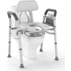 Raised Toilet Seat with Handles 400lb - Adjustable 3 in 1 Commode Chair for Toilet with Arms, Toilet Riser with Handles, Toilet Chair Over Toilet, Handicap Toilet Seat
